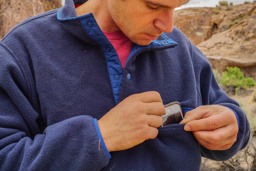 patagonia synchilla snap-t pullover - what will you put in your snap t pocket? a small iphone barely fits.