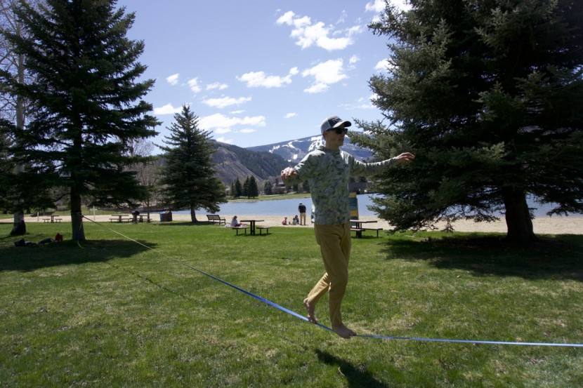 slackline - using a standard ratchet on each end, the 1-inch longline of the...
