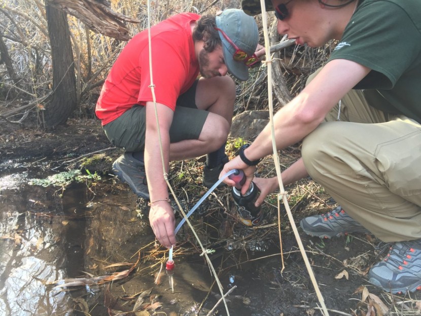 msr trail base - a team effort to use the trail base's "trail shot" hand pump in a...