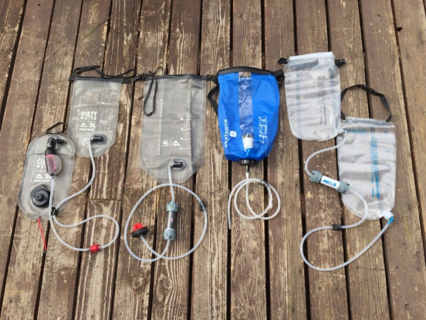msr autoflow gravity filter - all the gravity filters we tested. left to right: msr trail base...
