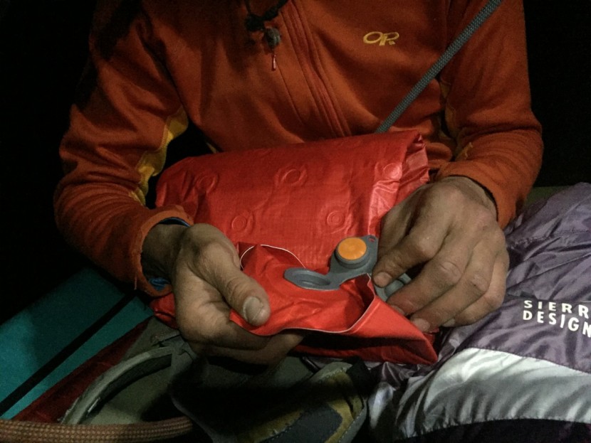 sea to summit comfort plus insulated short - about to inflate the comfort plus on the wall.