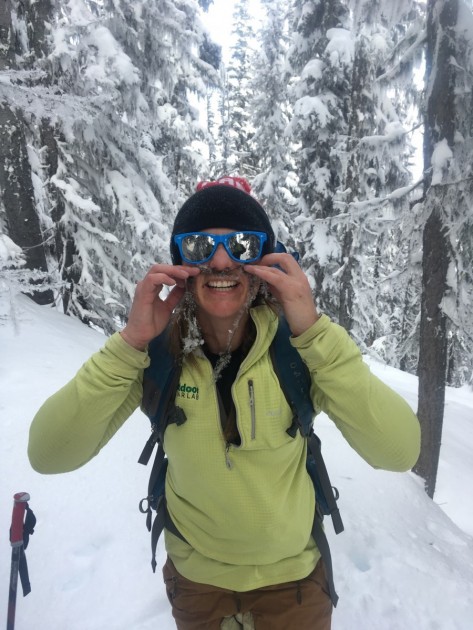 the north face warm crew for women - look! we have a beard! layering is easy with this piece. here we ski...