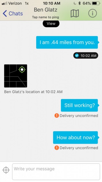 gotenna mesh - this is what it looks like when your messages are not going through.
