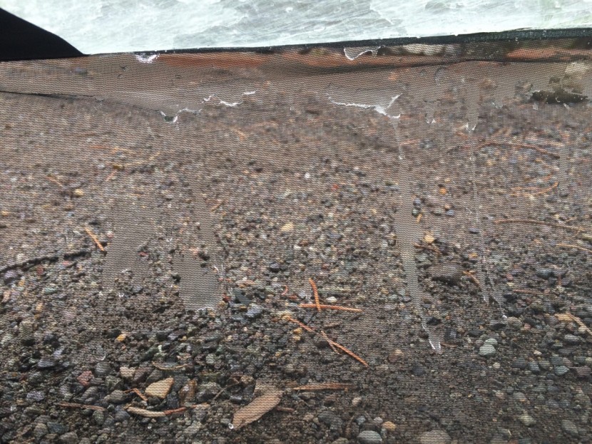 zpacks hexamid solo - the mesh lining is sewn directly to the edge of the tarp above...