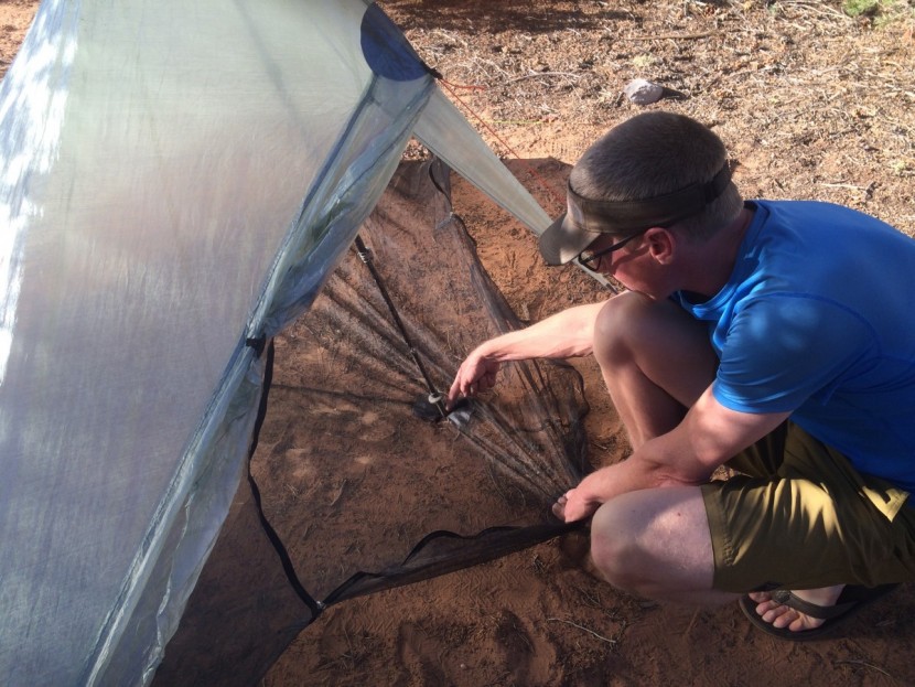 zpacks hexamid solo - one bizarre feature is that the tip of the trekking pole fits...