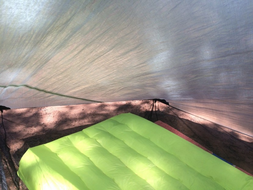 zpacks hexamid solo - in this photo you can see how there is a minimal amount of clearance...