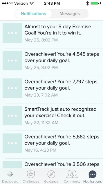 the fitbit flex 2 sends you daily and weekly notifications to...