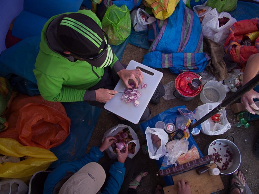 sea to summit alpha 2.2 - a cluttered camp kitchen for a large group. in this context, the sea...