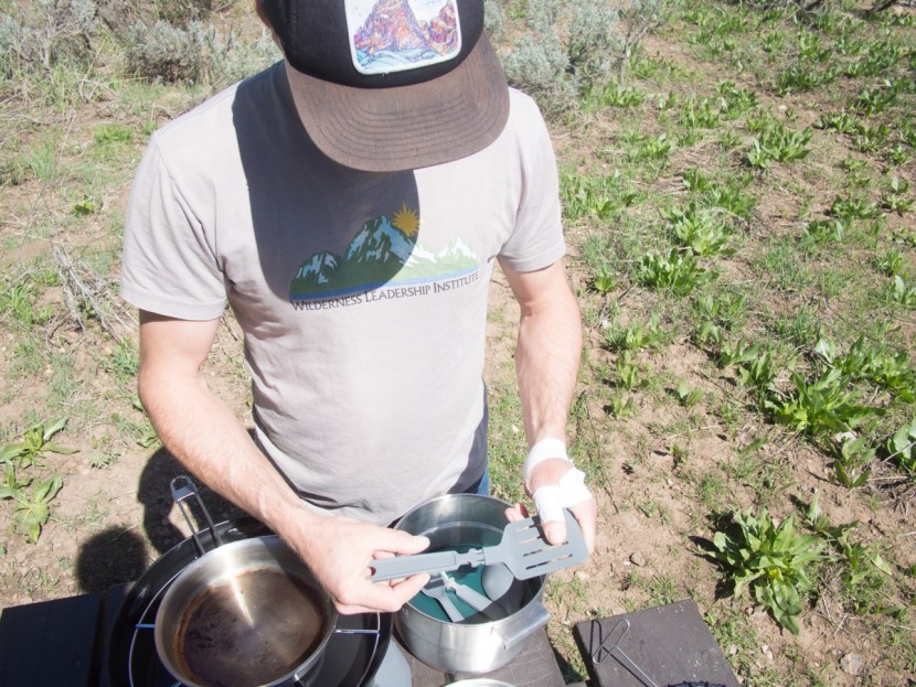 stanley adventure base camp - the spatula and serving spoon snap together with a joint that is...