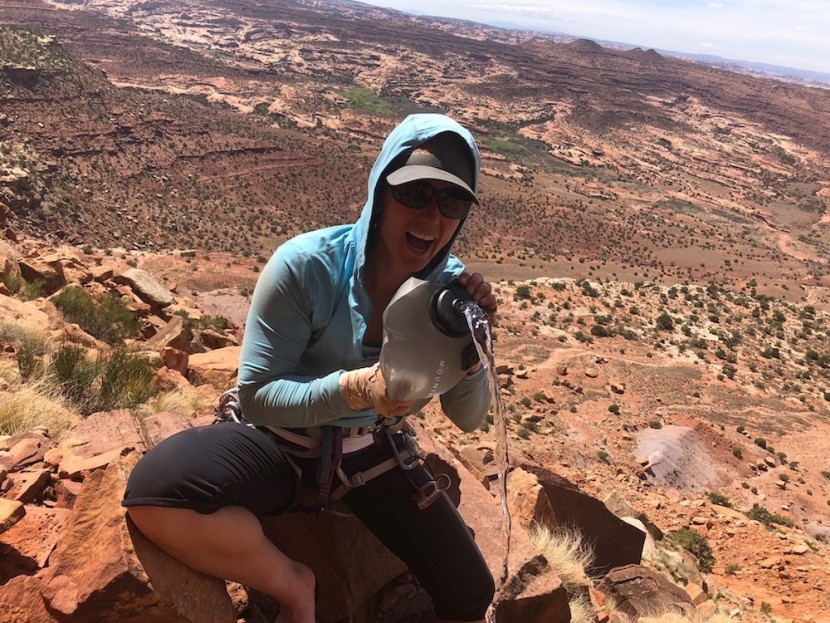 msr dromlite bags - a look at the flow rate on the second hole, high up on a cliff in...