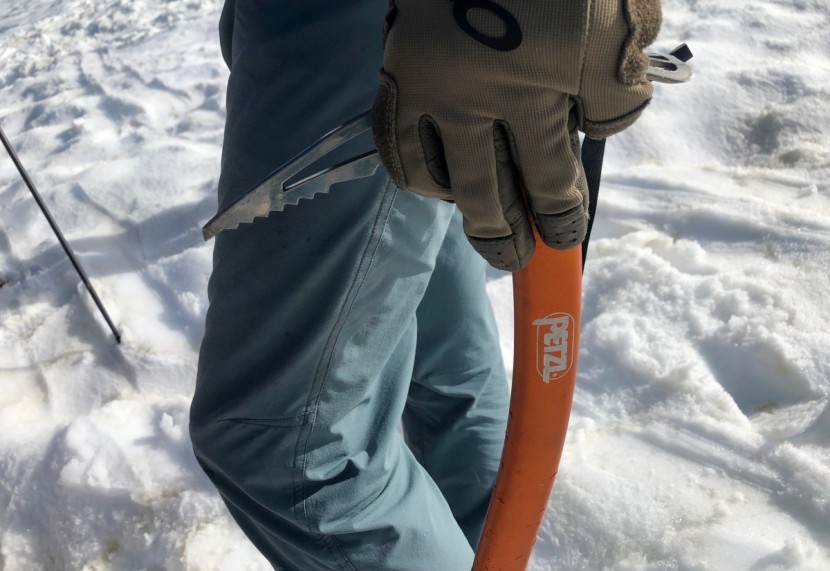 petzl ride - in self-belay/piolet canne position (pick forward), the ride's low...