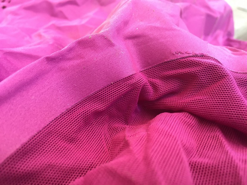 altra performance half-zip for women - a close-up look at the breathable mesh of the performance.