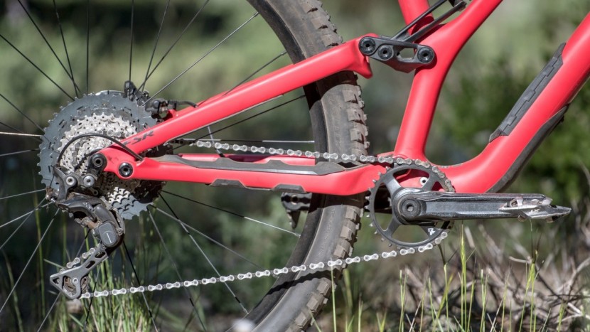 the shimano xt rear derailleur and 11-speed drivetrain, with...