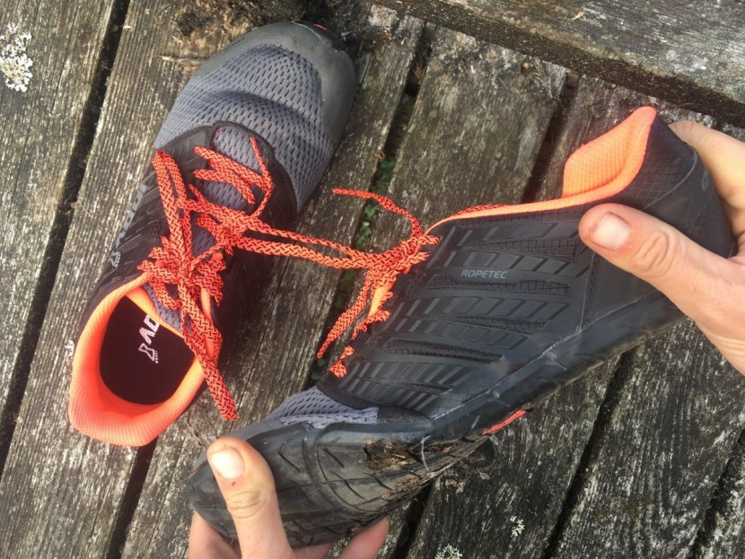 performing the footbed test on the inov-8 bare shoe.