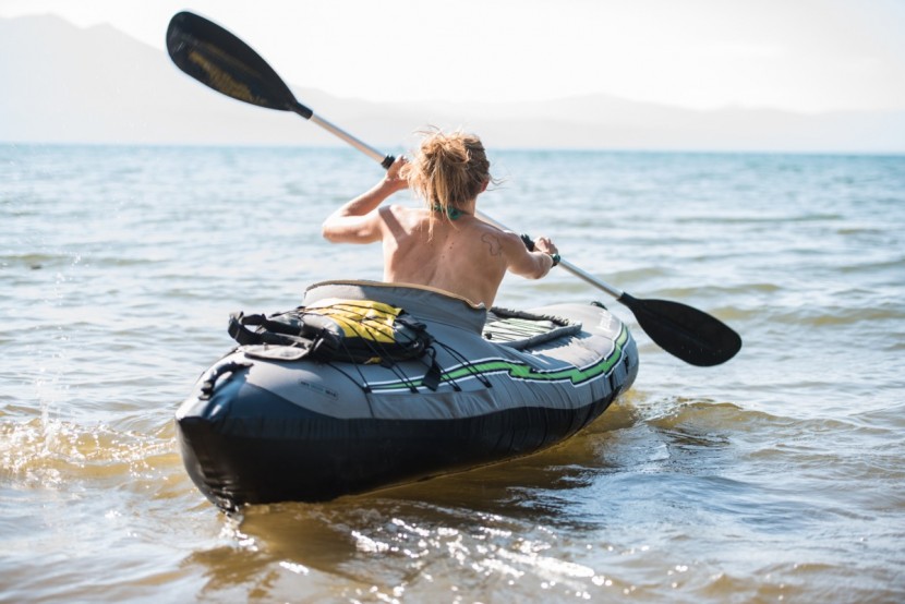 sevylor quikpak k5 - the sevylor rides high out of the water and has a more blunt bow and...