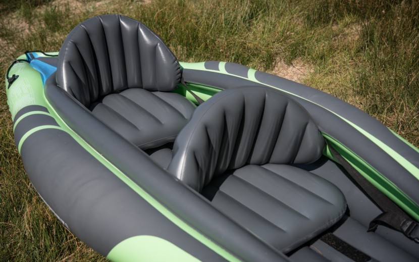 intex challenger k2 - not the most plush of seats, but they are adjustable!