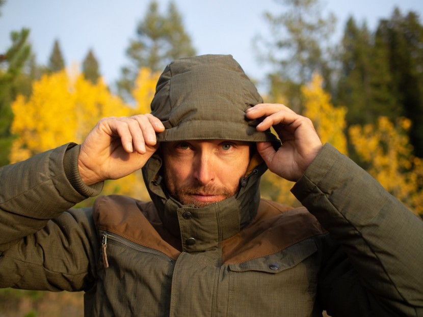 outdoor research whitefish down jacket - the whitefish hood is large and covers the forehead in gnarly...
