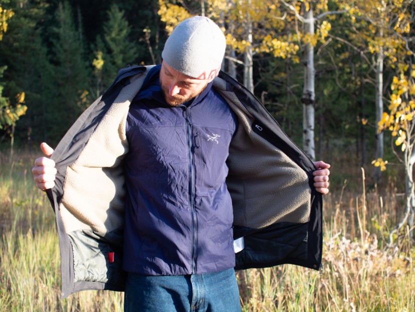 haglofs torsang parka - the upper torso is lined with high-loft fleece and the rest (hem and...