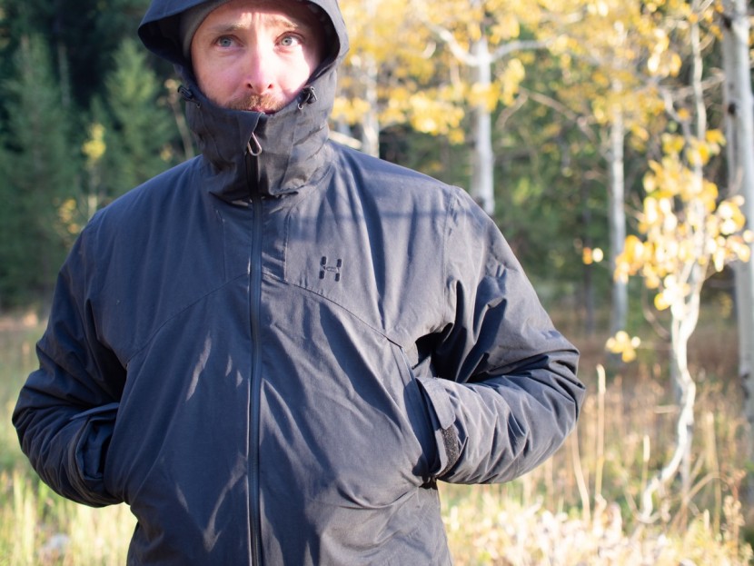 haglofs torsang parka - the high collar is protective, but the hood is relatively small.