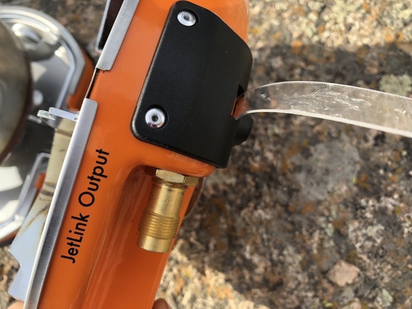 jetboil genesis basecamp - here you can see one of the tabs of the basecamp's windscreen...