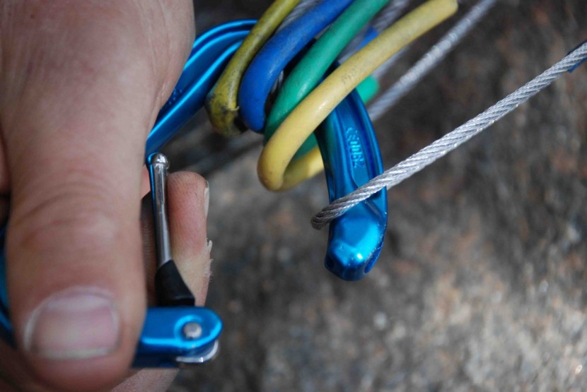 carabiner - the petzl ange l has a keylocking gate. the single wire slots into...