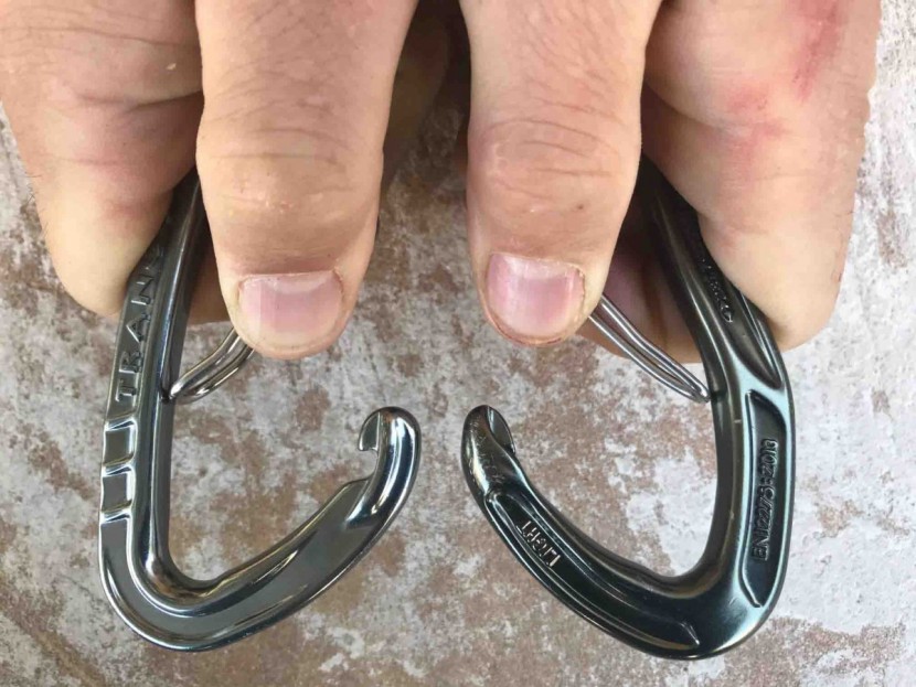 trango phase carabiner - the notch on the trango (left) is exposed. it's a similar shape and...