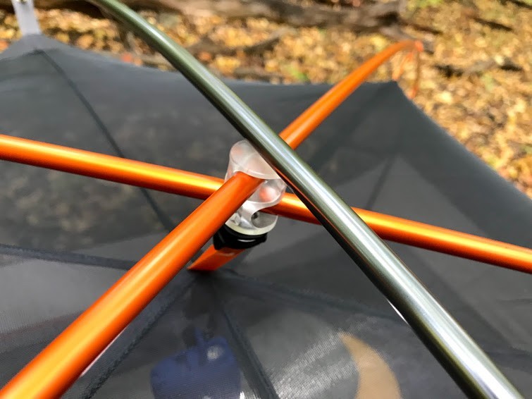 marmot limelight 2 - a plastic hub permanently connects the two primary poles. a shorter...