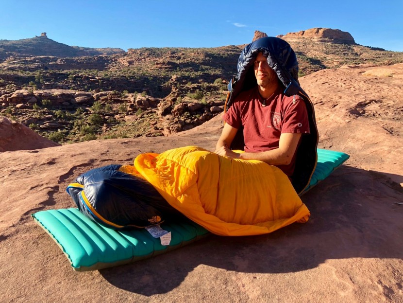 the north face the one - tracey bernstein, shown here in the one sleeping bag(s), which is...
