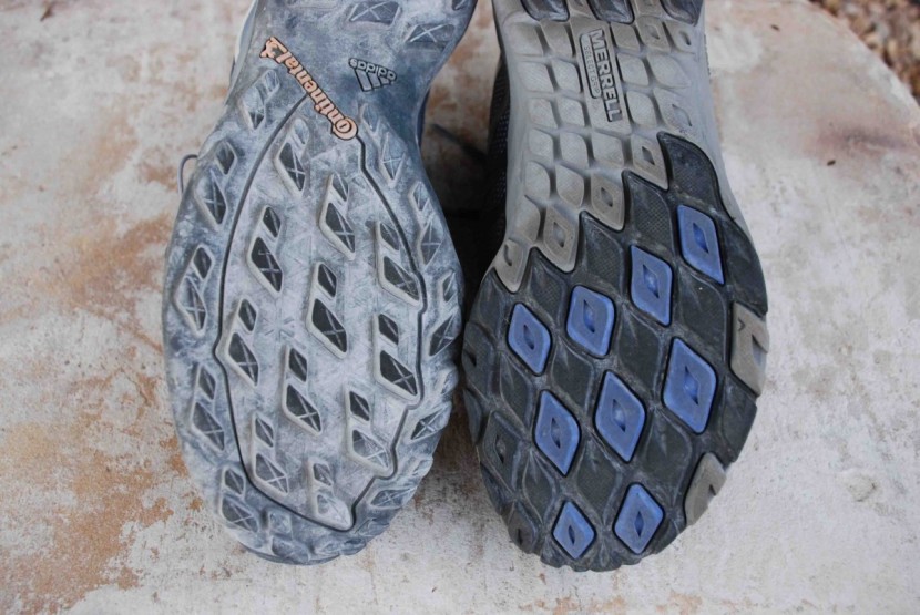 merrell siren edge q2 wp for women - the lugs on the adidas terrex swift (left) are deep, well-spaced...