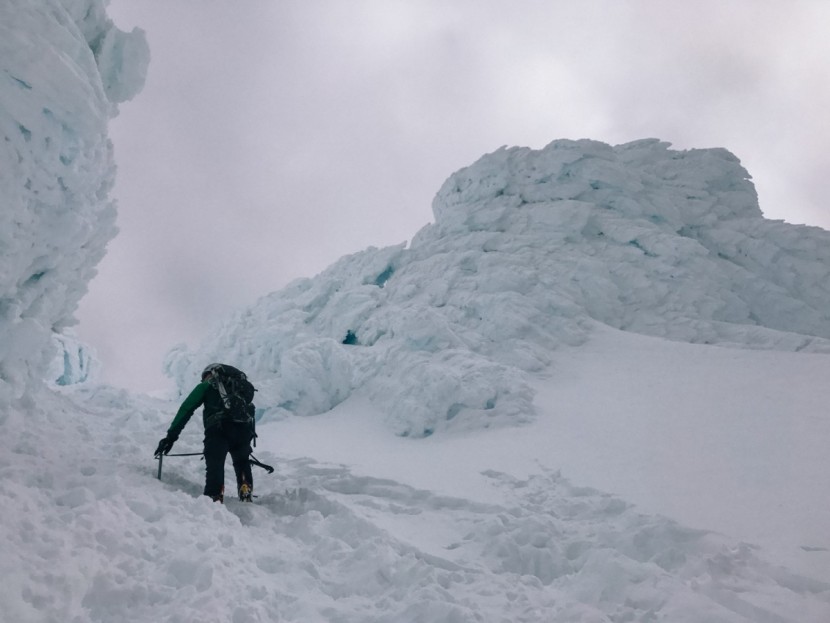 smartwool merino 250 crew - making our way to the summit of mt. hood. frigid, whipping winds...