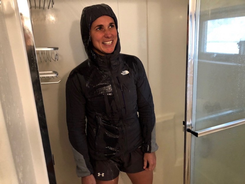 the north face ventrix hoody for women - just taking a shower to see how the nf ventrix performs...