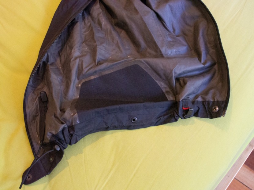 arc'teryx alpha sl pant - interior of the zipped open cuff of the alpha. you can see interior...