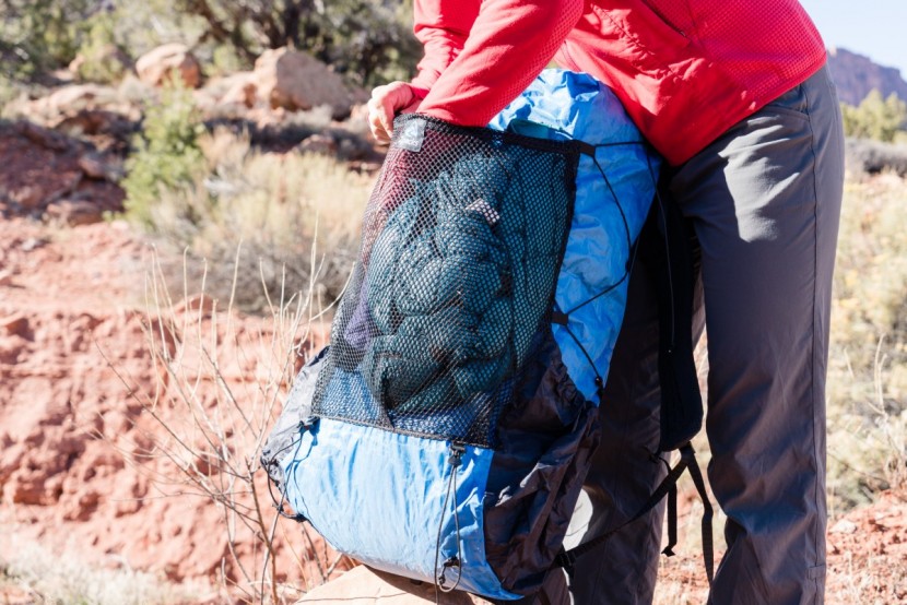 zpacks arc blast 55 - this large mesh pocket had one of the largest capacities of any pack...
