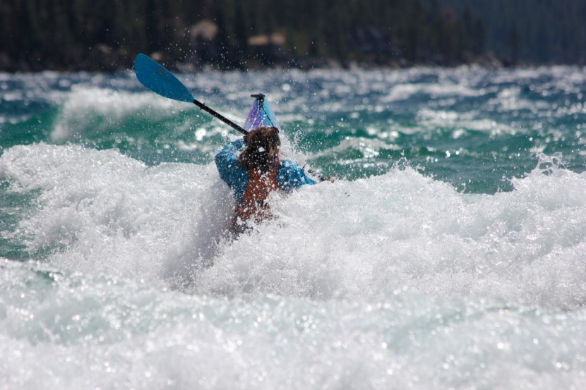 carlisle magic plus - the author sara james testing the magic plus on a windy day in sand...