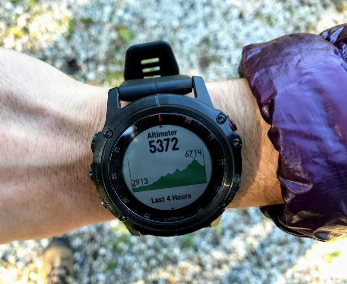 garmin fenix 5x plus sapphire - the altimeter profile shows relative elevation gain and loss with...