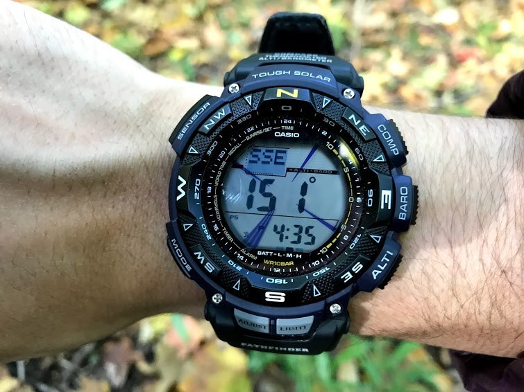 casio pathfinder pag240b-2 - in compass mode, the watch gives the bearing of the 12 o'clock...