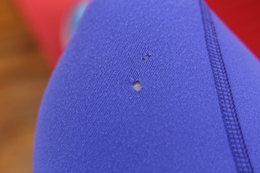 arc'teryx rho lt bottoms for women - a little tear in the fabric after a big fall on the trail.