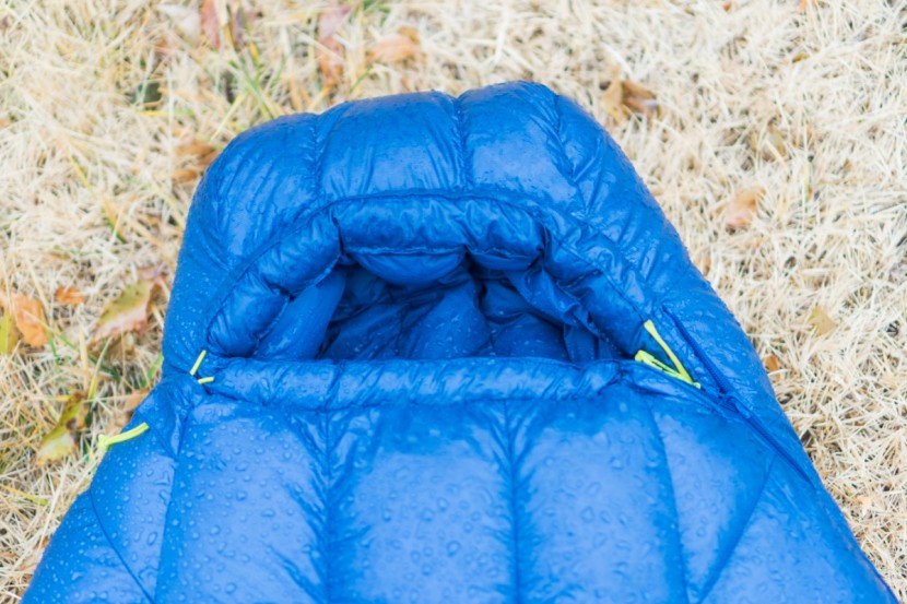 sleeping bag cold weather - a well-fitting hood works with the draft collar to keep cold air out...