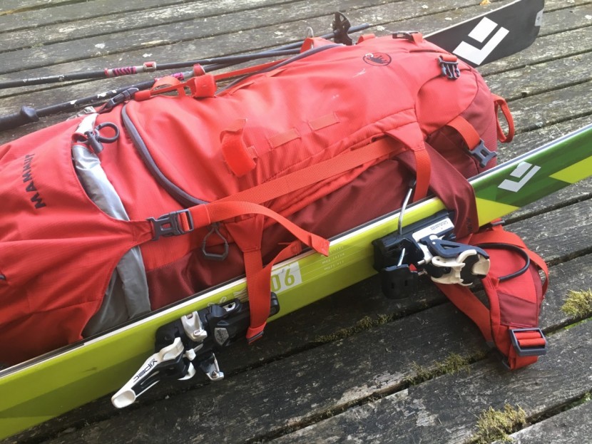 mammut trion pro 50 + 7 - the trion pro carries skis easily in an a frame with extra durable...