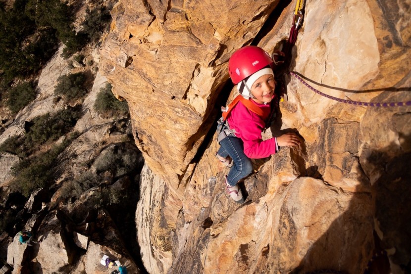 climbing shoes kids - beginner kid crusher in her element.