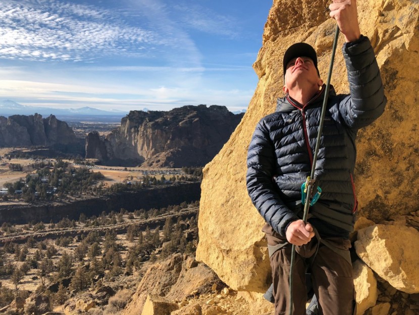 locking carabiner - whether using a gri-gri, as we are here while top-rope belaying at...