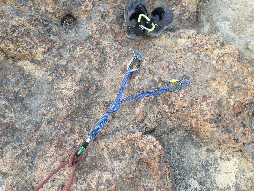 metolius element - using the element as the master point tie-off at a double bolted...
