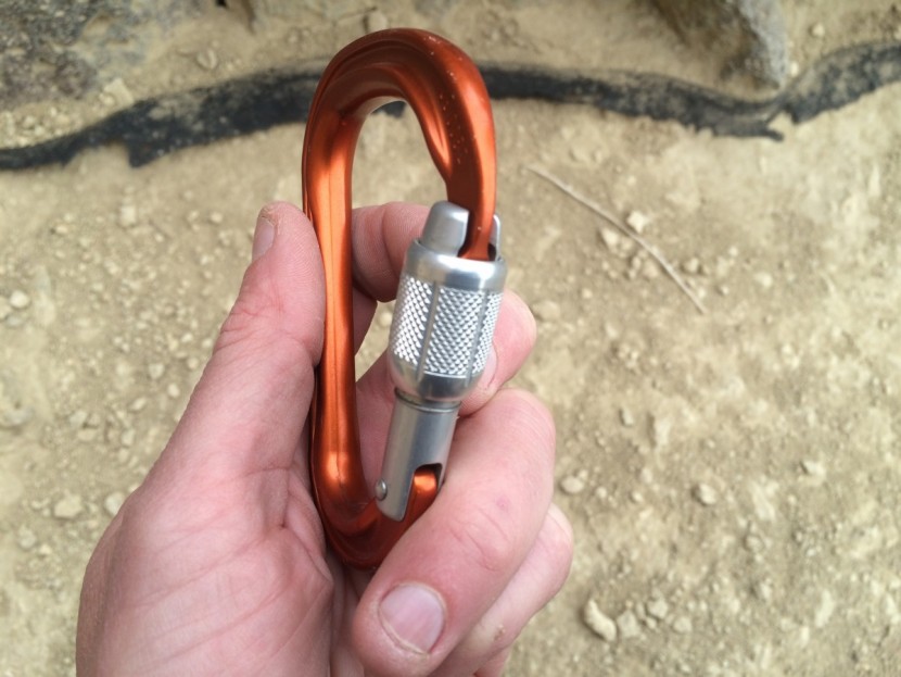 locking carabiner - shown here in the locked position, you will notice that the red...