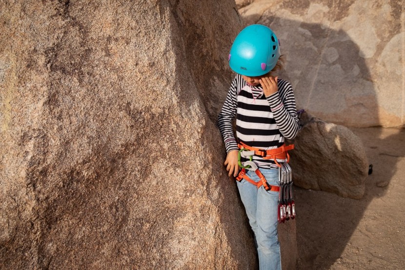 petzl macchu - waiting for her sister to finish her turn.