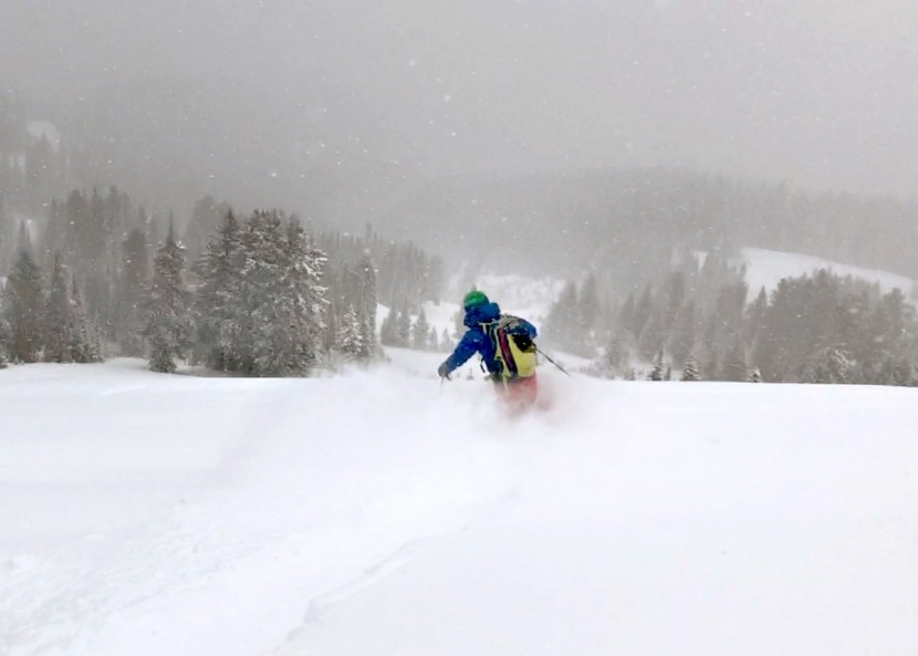 the north face freedom - a teton powder day in the discovery bibs.