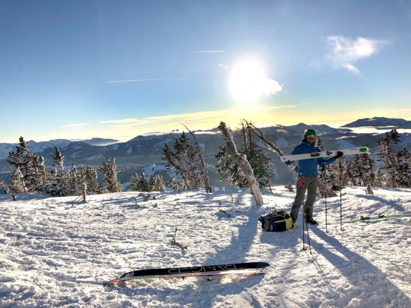 ski pants men - human powered skiing high above wyoming's teton pass.