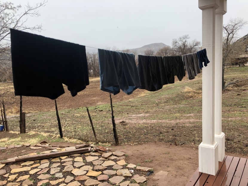 travel underwear - the full line up drying out on a winter day in southern utah.