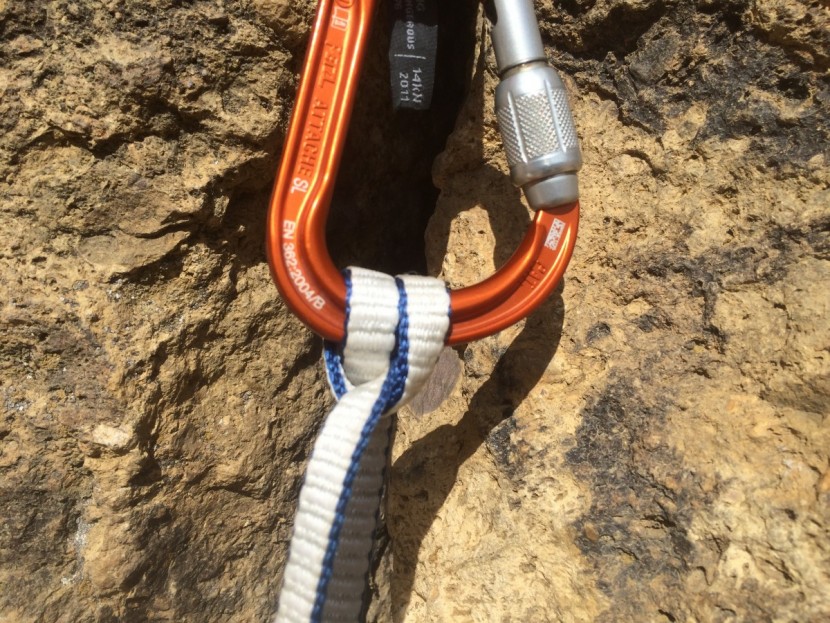 camp usa 11mm express dyneema sling - the stiffness of this 11mm wide sling makes it ever so slightly...