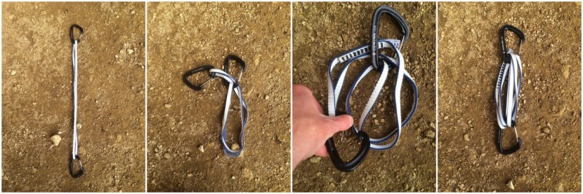 climbing slings - to make an alpine quickdraw: 1) begin with an extended double length...