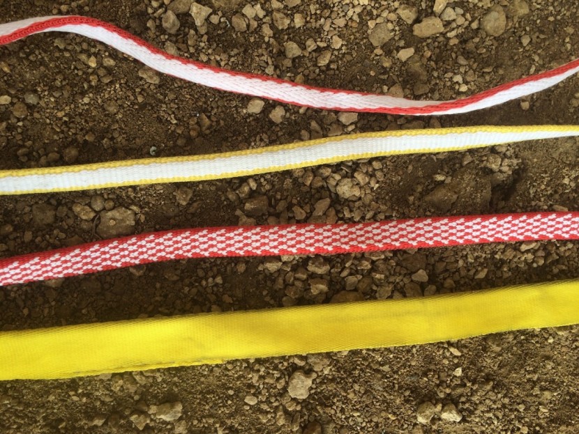 climbing slings - showing four different widths of slings for comparison. on top is...